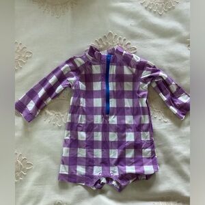Baby one-piece rash guard in gingham